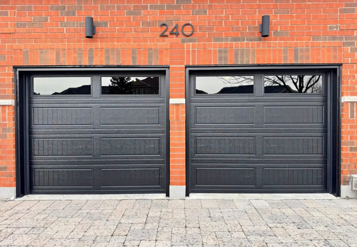 Double black garage door install