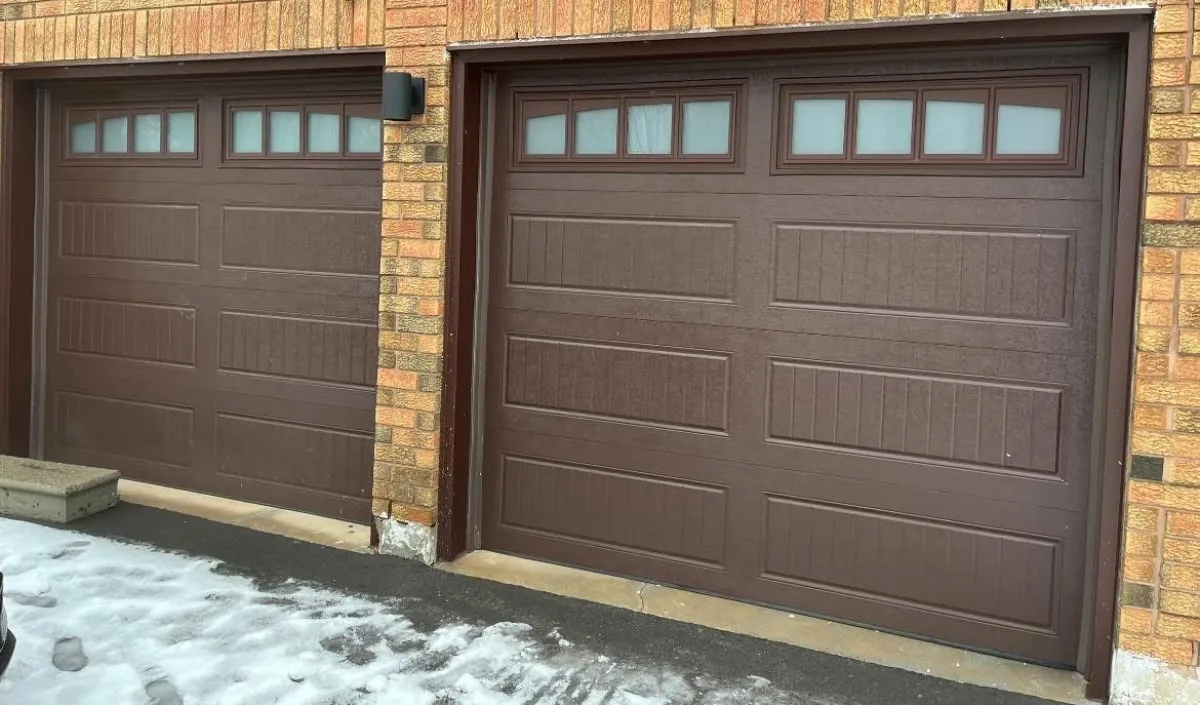 Brown long panel garage doors