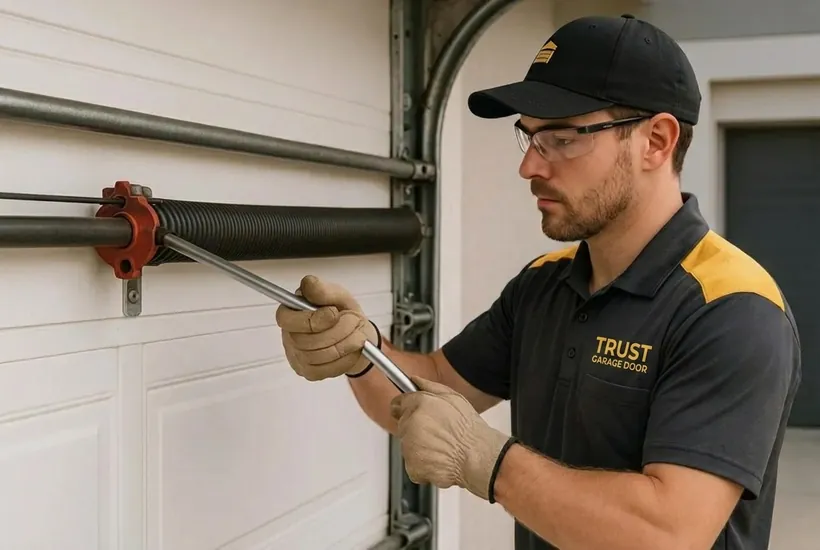Broken garage door torsion spring repair in the GTA